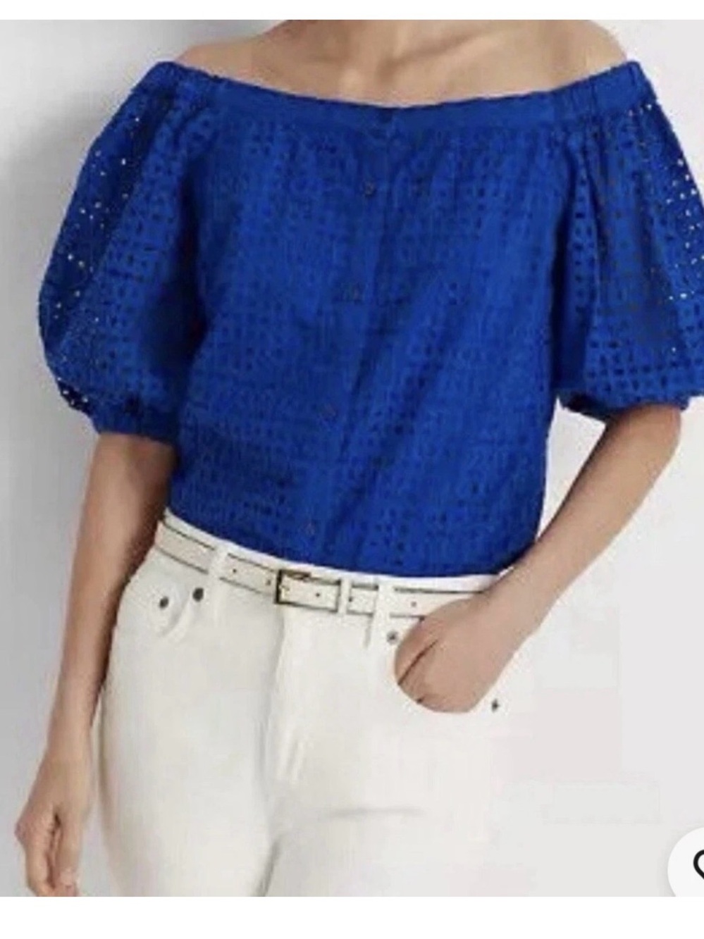 Lauren Ralph Lauren Lined Eyelet Peasant Blouse.  NWOT.